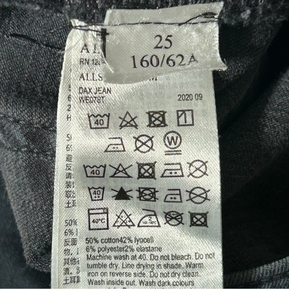 All Saints Dax Cigarette Skinny Jeans‎ Actual Size 24X26 Ankle Black Stretch